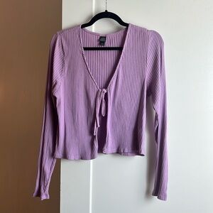 Ribbed Crop Tie Sweater